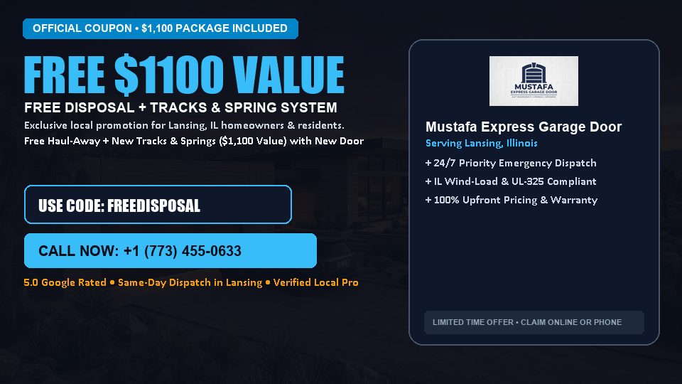 Mustafa Express Garage Door FREE Haul-Away & Heavy-Duty Tracks with New Door in Lansing, IL