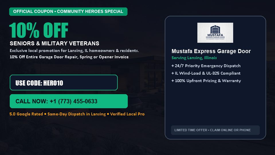 Mustafa Express Garage Door 10% OFF Seniors & Military Veterans in Lansing, IL